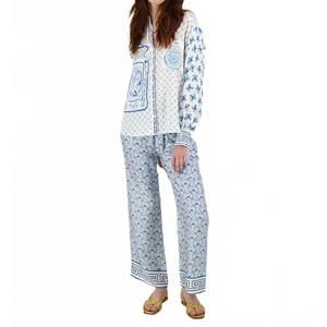 NEW ME369 bailey straight track pants in blue multi